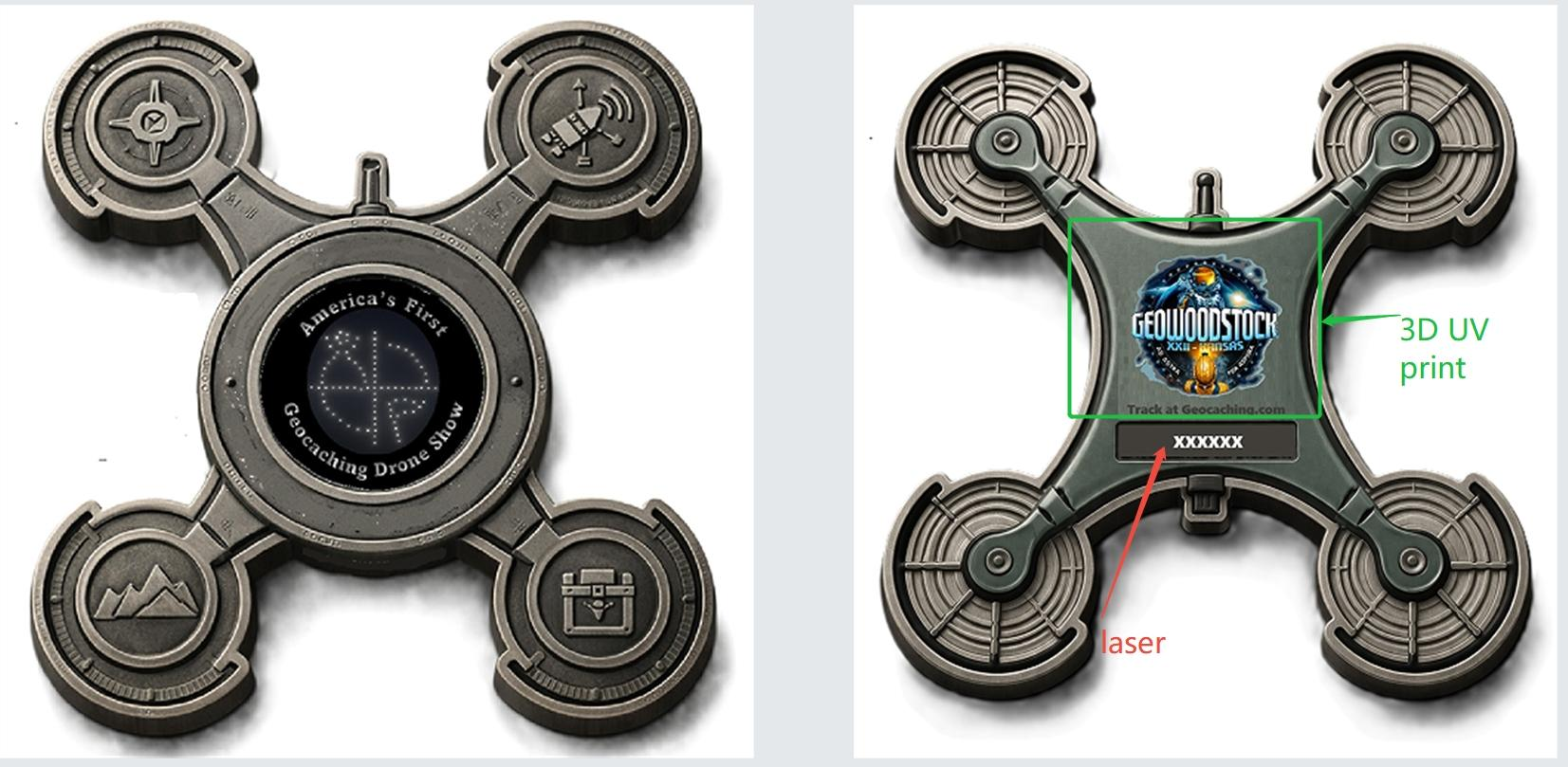 Drone Geocoin - Silver